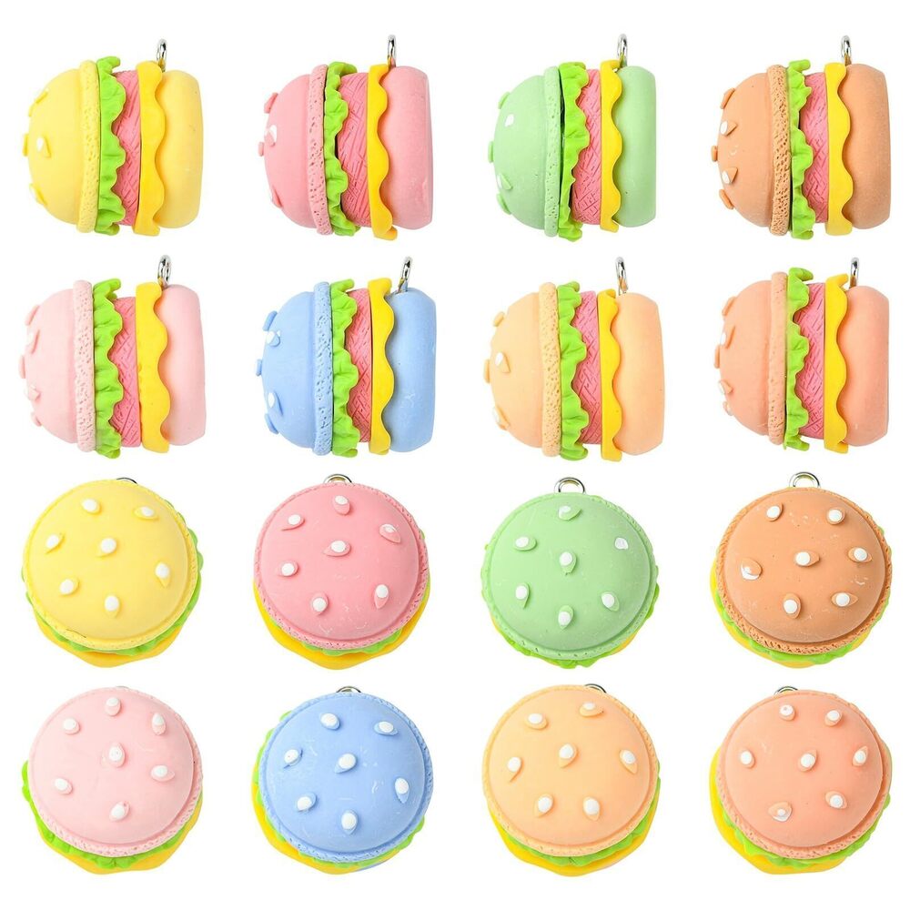 9747 30 pcs Random Resin Hamburger Charms 3D Imitation Fast Food Charms